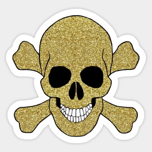 Faux Gold Glitter Skull And Crossbones Sticker